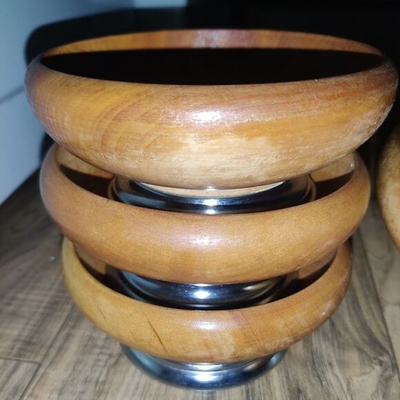 Hellerware Vintage Wooden Bowl With Fork And Spoon - Picture 2 of 10
